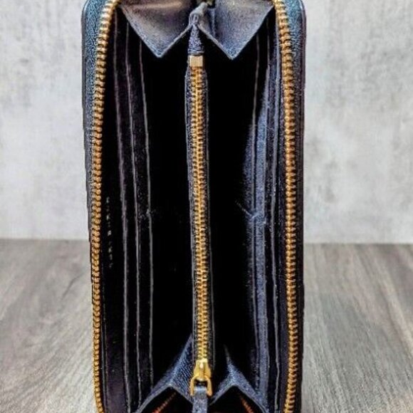 Tory Burch Gemini Link Black & Blue Snakeskin Python Full Zip Continental Wallet - Picture 4 of 8